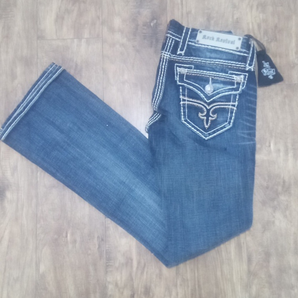 Rock Revival Women's 26 Maggie Embroidered Bootcut NWOT DEFECTS